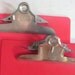 2 vintage plastic clipboards / pink and red