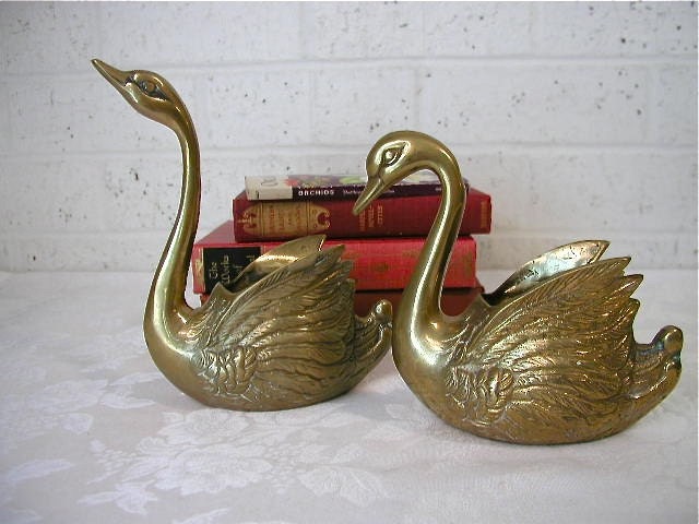 Vintage Brass Swan Pair By Bluebell On Etsy