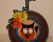 Folky Owl Punchneedle wall hanging