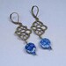 Brass Swirls and Chinese Porcelain Coins Earrings - Antique Brass Leverbacks (E-391)