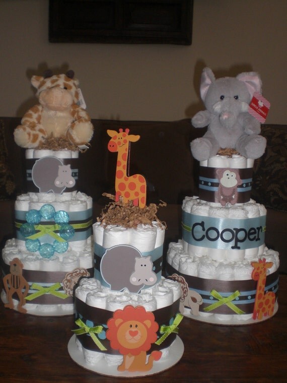 Jungle Safari Theme Diaper Cake Baby Shower Centerpiece Safari