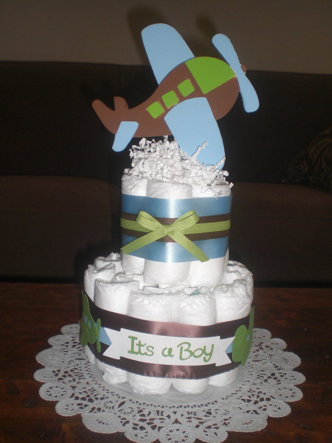 Airplane Diaper Cake baby shower centerpiece gift Customizable