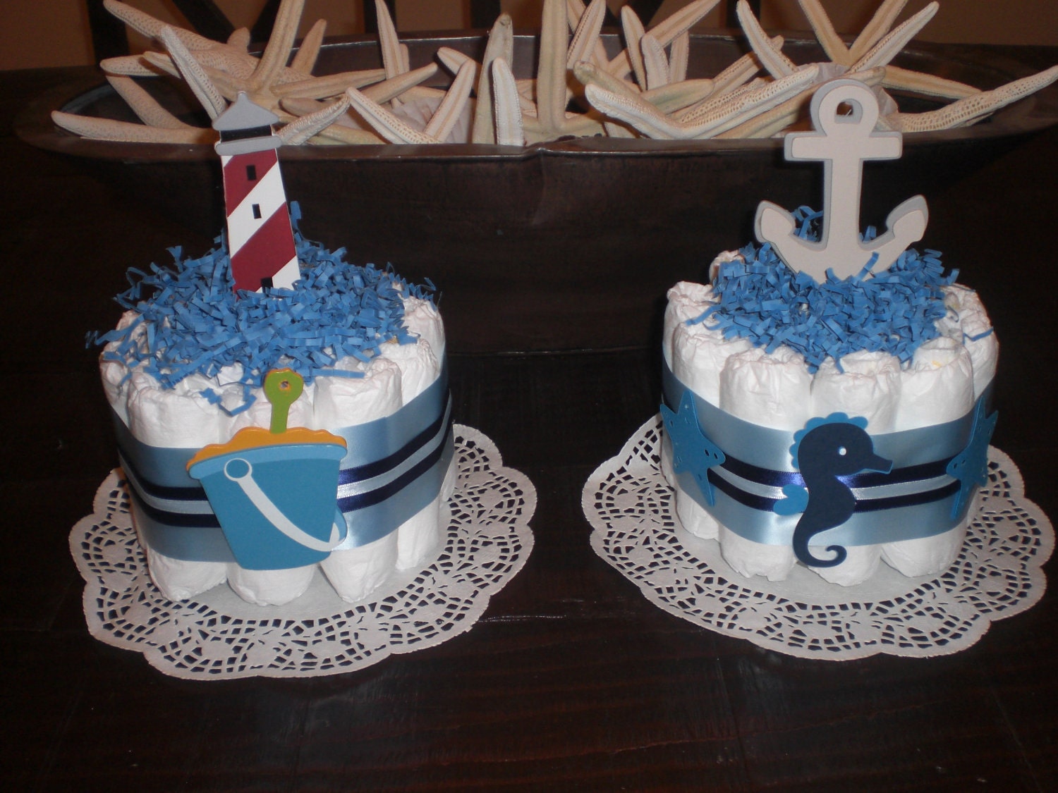 Nautical Beach Diaper Cake baby Shower Centerpiece Sailboats