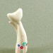 Hand Sculpted Abstract Cat Sculpture - White Miniature Polymer Clay Animal