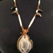 Native American Large Elk Antler Button and Botswana Agate Necklace