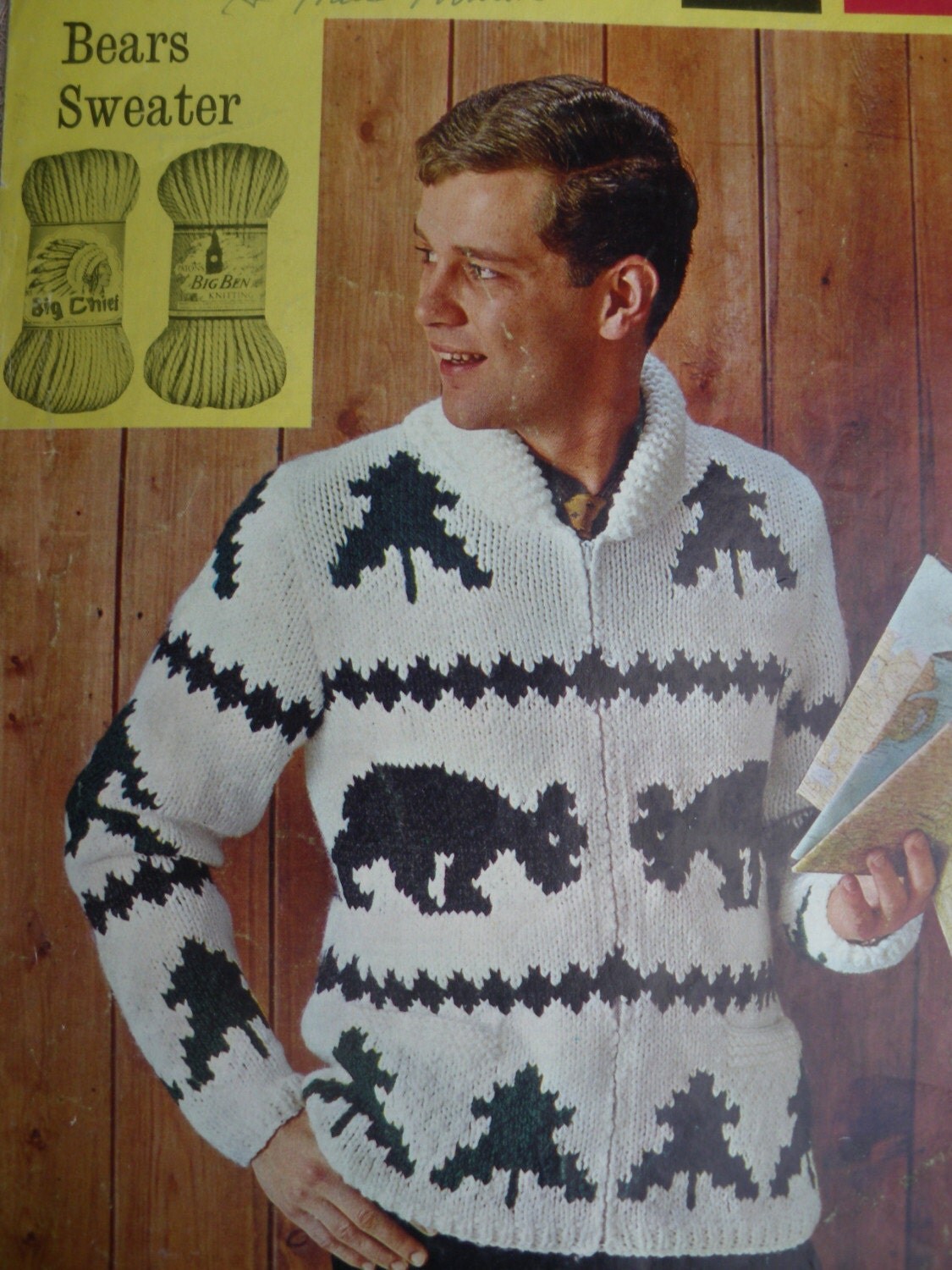 Vintage 50s 60s Knitting Pattern Mens Sweater by sewmuchfrippery