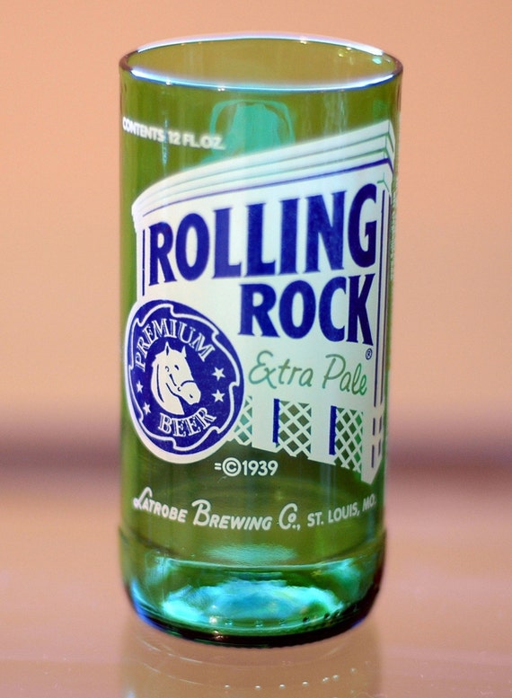 YAVA Glass Upcycled Rolling Rock Beer Bottle Glass