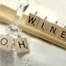 Scrabble Wine Glass Charms Wood You choose 6 Letters - Personalized - Extra charge for J & K - Authentic Natural  - Holiday Gift Bling Retro