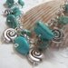 Turquoise Blue Bracelet Sea Creature Snail Seashore Charm