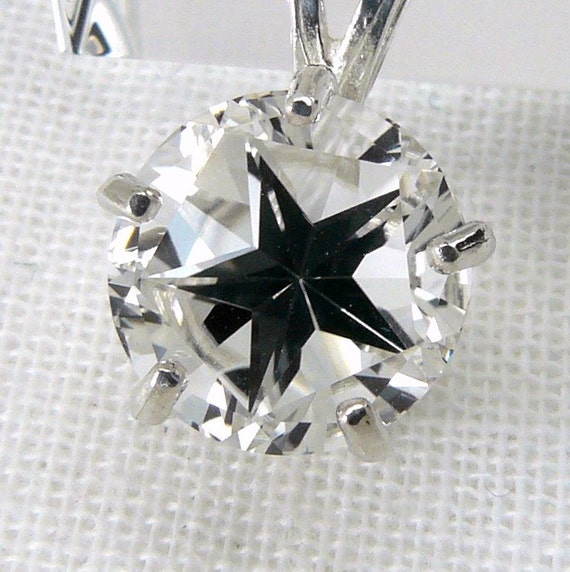 Big Silver Topaz Texas Lone Star Cut Pendant 8067