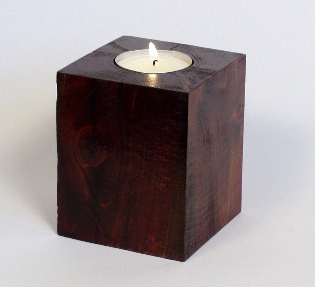 wood block candle holder