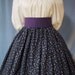 Pioneer Costume - Long Skirt - Colonial, Frontier, Victorian, Civil War Reenactment - Purple Floral on Navy Cotton Print - Handmade