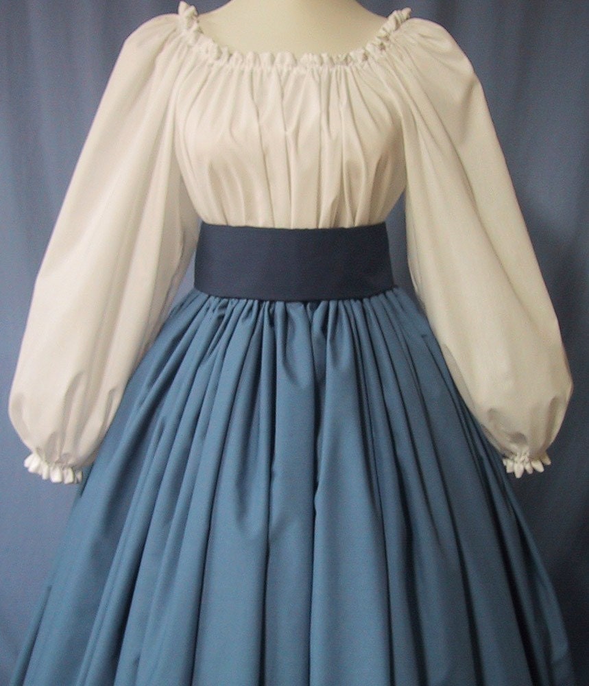 Civil War Reenactment Costume Long SKIRT Dresden Blue Color