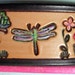 Beautiful Black Border Leather Hair Barrette With Dragon Fliy Mushrooms Butterflies and Flowers