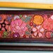 Flower Garden Leather Hair Barrette with Brown Border and Matching Sticks
