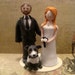 custom bride and groom with dog wedding cake topper reserved for pazzie1