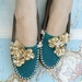 Gold and Turquoise Pow Wow Princess Moccasin -Women's Sizes 5-11