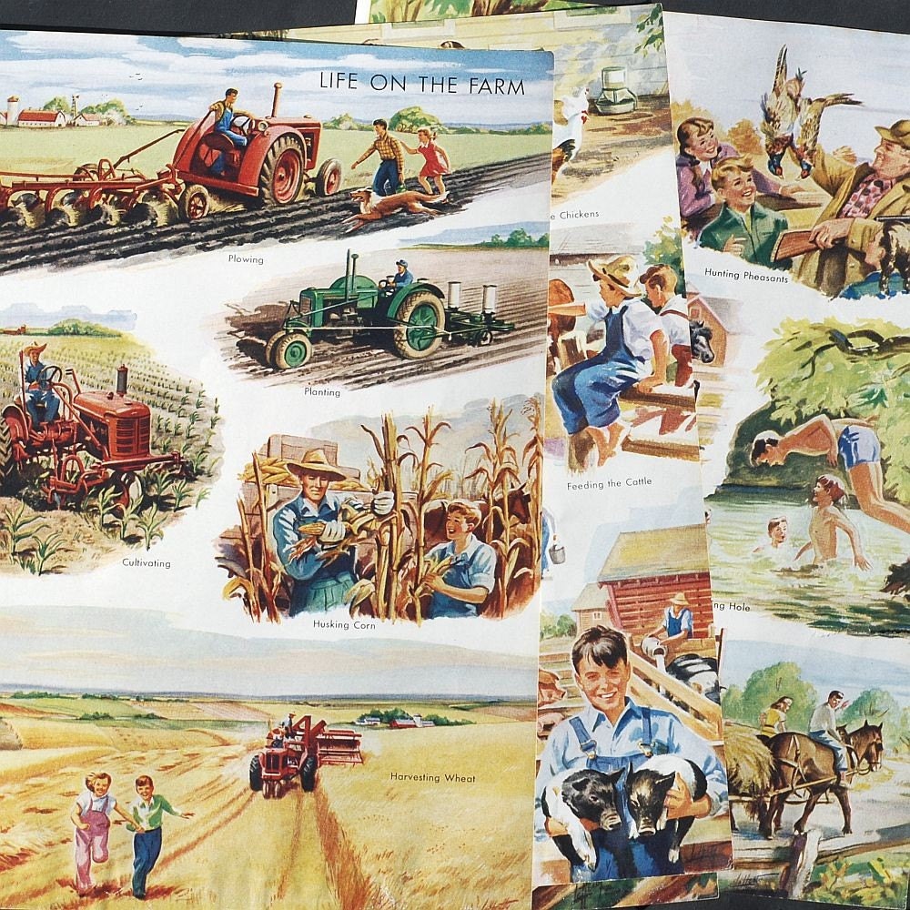 vintage illustrations farm encyclopedia pages