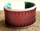 Recycled Jewelry - Ginn & Company Early 1900s Antique Book Cover Cuff Bracelet - raw silk and hand dyed cotton