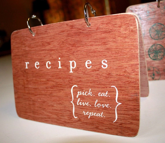 Wood Flip Recipe Card Holder with Offset Recipe Cards