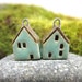 Turquoise GREEN...Miniature House Earrings
