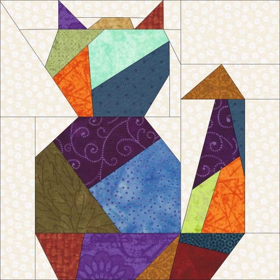 crazy cat 2 paper piece quilt pdf pattern by madcreekdesigns