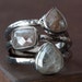 Silver-White Diamond Ring in 14kt Gold- engagement, rose cut
