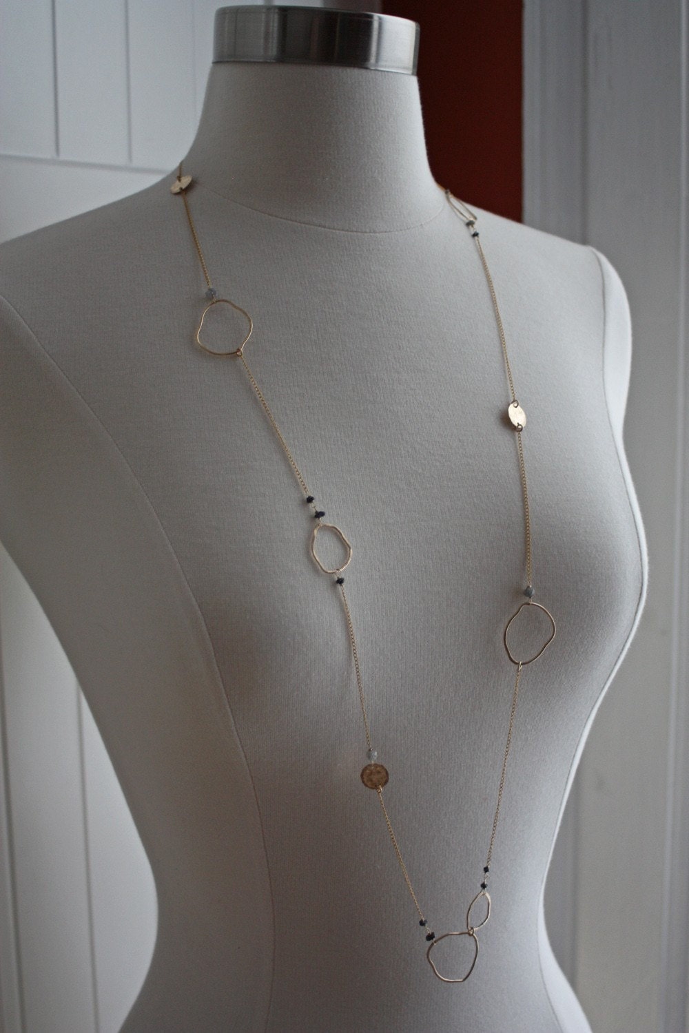 Long Organic Rough Diamond Necklace by LexLuxe on Etsy