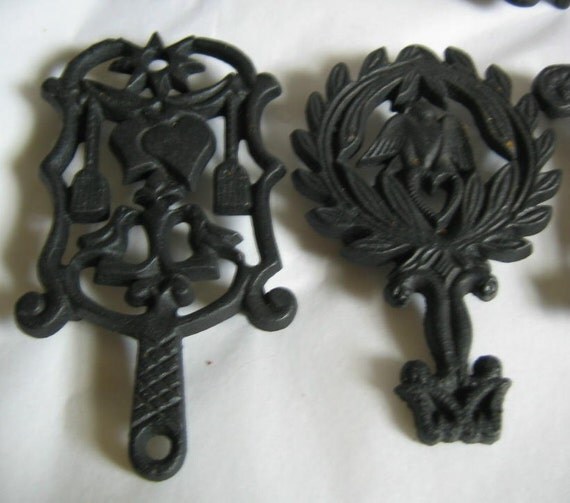 Lot of Vintage Cast Iron Trivets Wall Decor