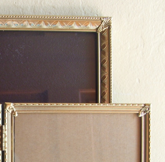 Vintage Gold Metal Filigree Picture Frames 8x10 and Bifold
