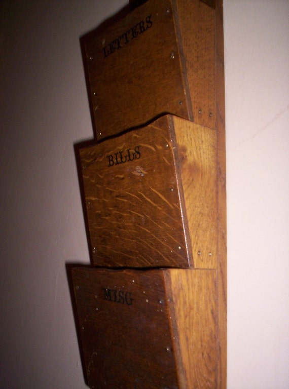 Vintage Wood Mail Organizer Wall Hanging from ShabbyNChic