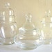 Vintage Clear Bubble Glass Jar Trio with Lids