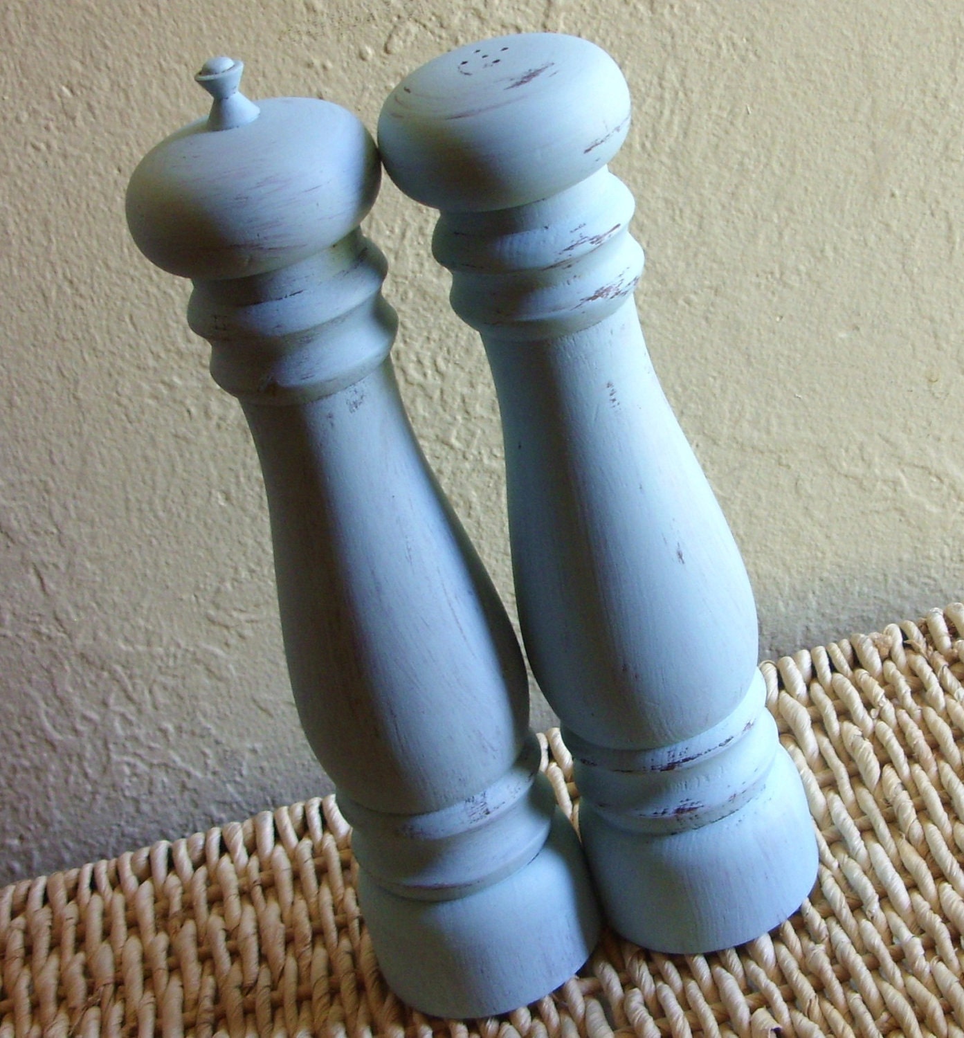 Shabby Chic Turquoise Salt Shaker Pepper Mill Pair by ShabbyNChic