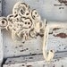 Cast Iron Key Hook, Shabby Chic and Distressed in Heirloom Creamy White