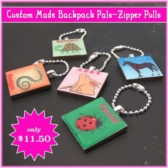 Items similar to Custom Zipper Pulls or Backpack Pals on Etsy