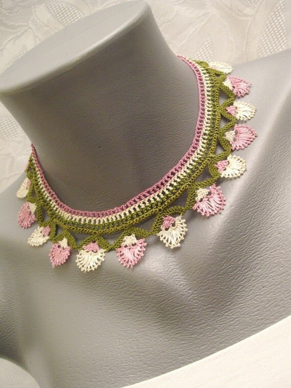 Items similar to Necklace with needle lace on Etsy