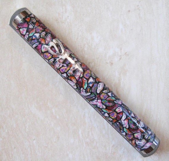 Polymer clay handmade Mezuzah case 