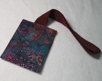 Dark purple tribal-style luggage tag