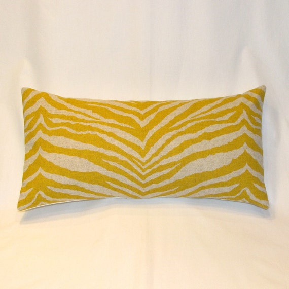 Yellow Zebra Print Lumbar Pillow