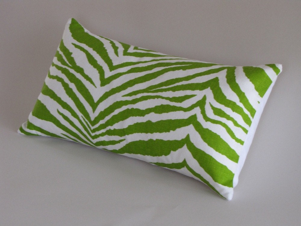 Lime Green Zebra Print Pillow by MiCasaBella on Etsy