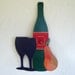 Wine and Pear Art Hanging - Celebrate - Handmade Recycled Metal Wall sculpture Painting