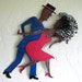 SALE Art sculpture - Mambo Dancers - Mimi and Ramone -upcycled metal wall hanging