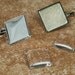 40 pcs 15mm Square Earring Trays (20 pairs) with 15 Glass Square Cabs in Silver or Antique Bronze, Blank Earring Setting