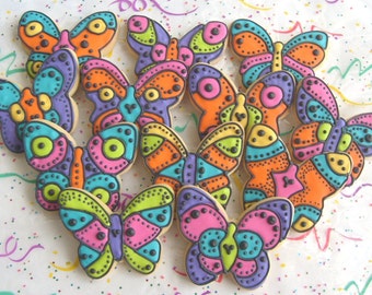 TROPICAL BUTTERFLIES - Butterfly Cookie Favors - Butterfly Decorated Cookies - 1 Dozen