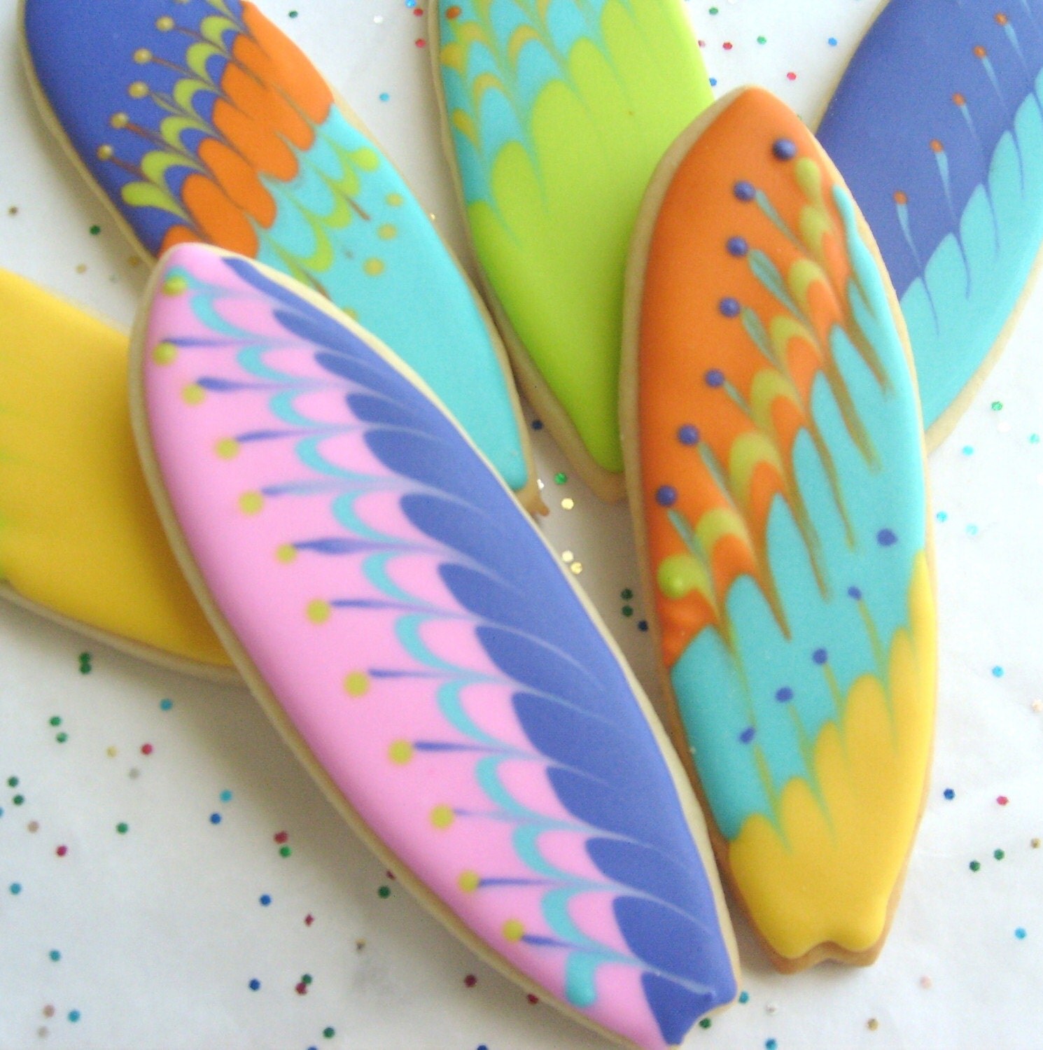Surfboard Cookies Surfboard Cookie Favors Decorated