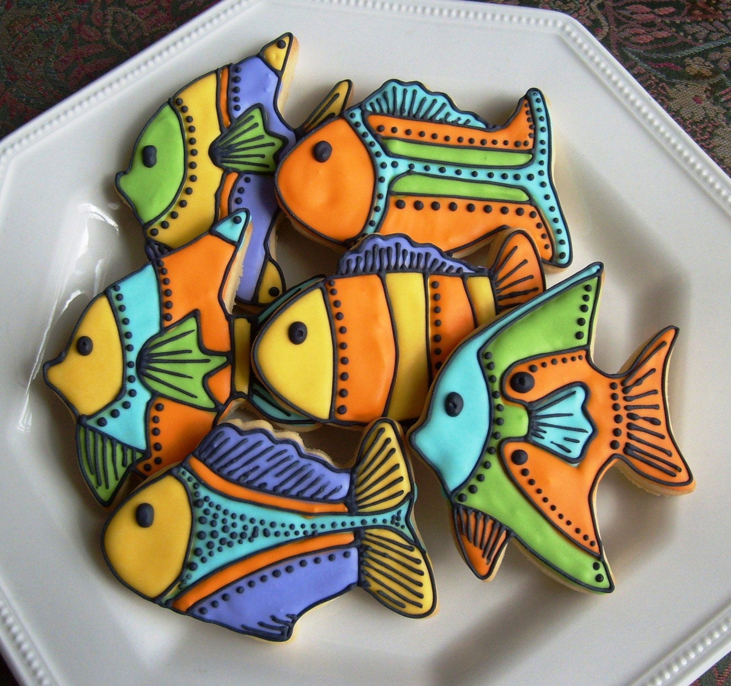 Tropical Fish Decorated Cookie Favors Fish Cookies Fish