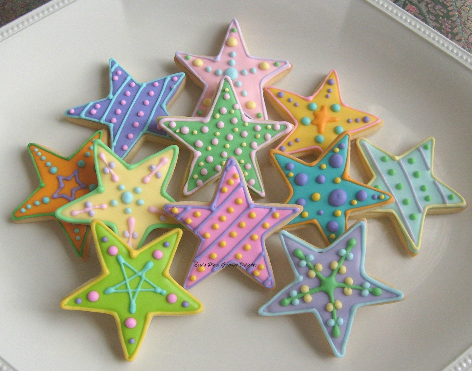 COLORFUL STAR DECORATED COOKIES Star Cookie Favors Cookie