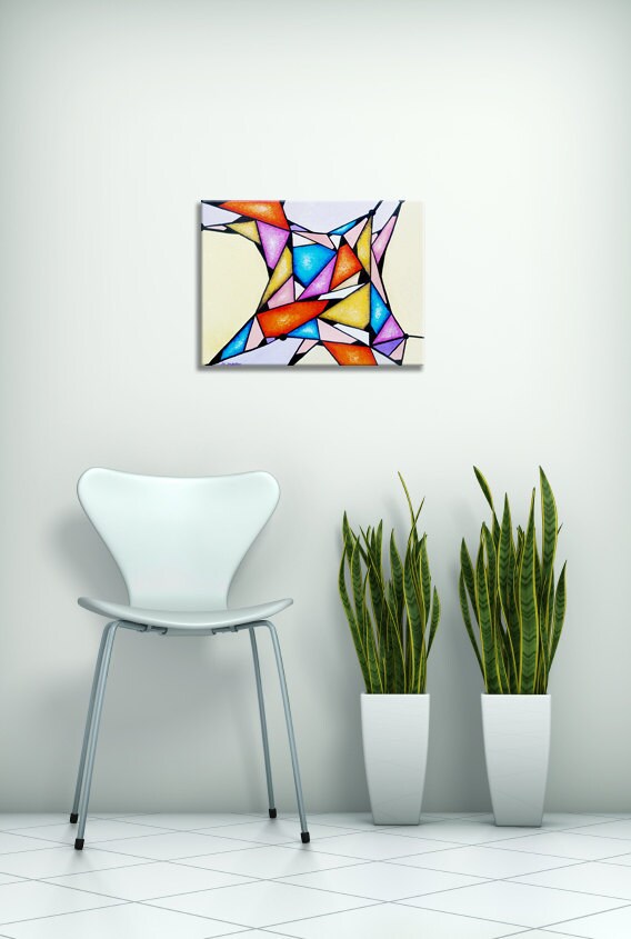 Abstract Art Geometric Painting Original Triangles