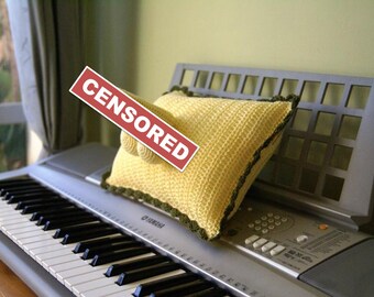 Original Gifts - Warning - Adults Only - Crocheted Willypillies - Penis Pillow in Lemon Color