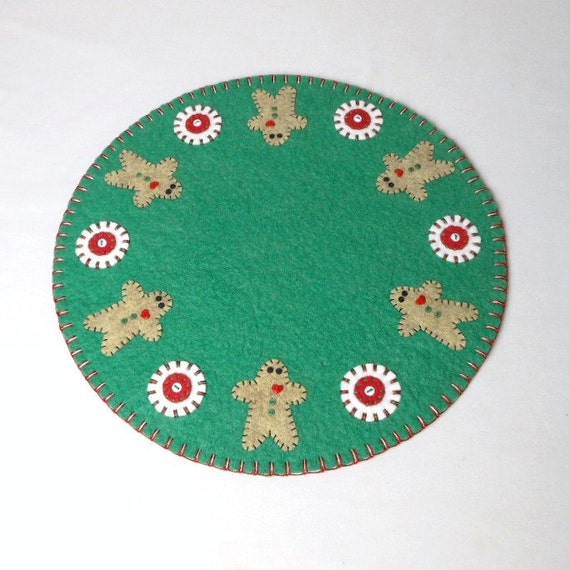 Christmas Penny Rug with Gingerbread Man Design 13 by maryimp